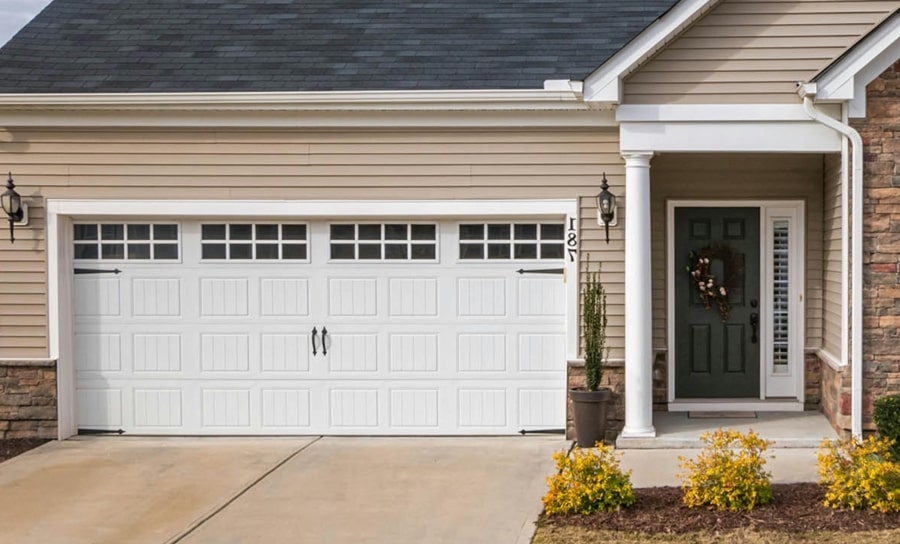 Newly painted garage door
